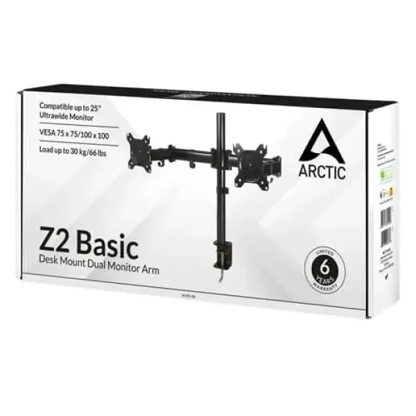 Arctic Z2 Basic Dual Arm Monitor Desk Mount Black (AEMNT00040A)