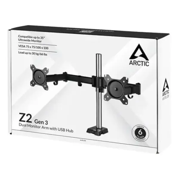 Arctic Z2 Gen 3 Dual Arm Monitor Desk Mount Black (AEMNT00053A)