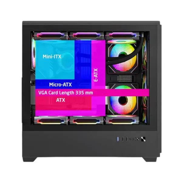 Ant Esports EVO 360 Lite Mid Tower Gaming Cabinet – Black