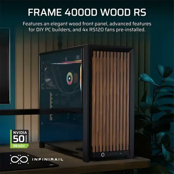 Corsair Frame 4000D Wood RS Module Mid Tower Cabinet Black/Walnut (CC-9011340-WW)