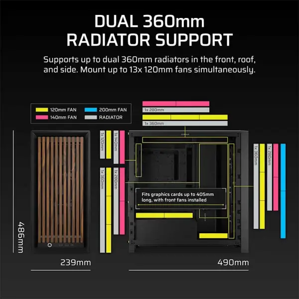 Corsair Frame 4000D Wood RS Module Mid Tower Cabinet Black/Walnut (CC-9011340-WW)