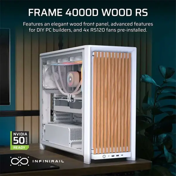 Corsair Frame 4000D Wood RS Module Mid Tower Cabinet White/Oak (CC-9011341-WW)