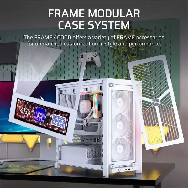 Corsair Frame 4000D Wood RS Module Mid Tower Cabinet White/Oak (CC-9011341-WW)