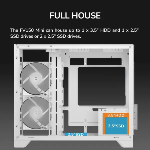 Cougar FV150 mini RGB White Mini Tower Cabinet (CGR-2QA6W-RGB)
