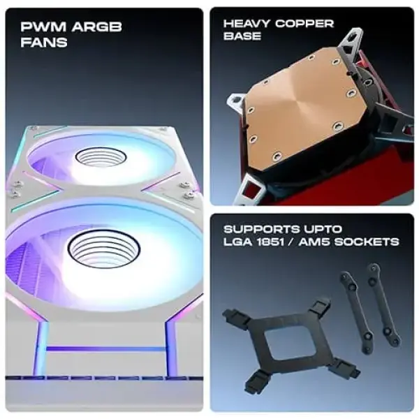 Dawg L240 AIO ARGB 240mm White CPU Liquid Cooler (L240AIO-WHITE)