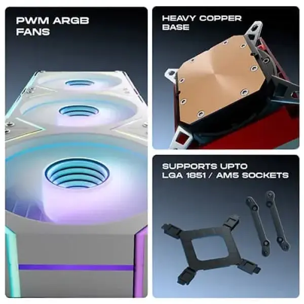Dawg L360 AIO ARGB 360mm White CPU Liquid Cooler (L360AIO-WHITE)