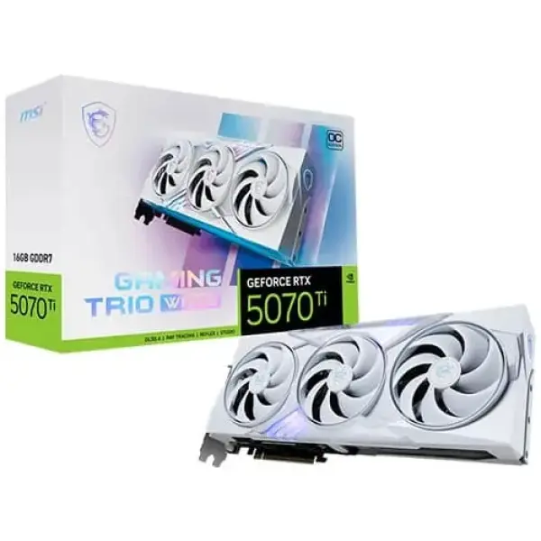 MSI RTX 5070 Ti Gaming Trio OC White 16GB GDDR7 Graphics Card (G507T-16GTCW)