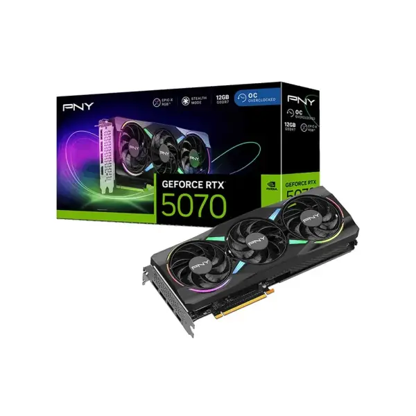 PNY RTX 5070 ARGB Epic-X RGB Overclocked Triple Fan Graphics Card (VCG507012TFXXPB1-O)