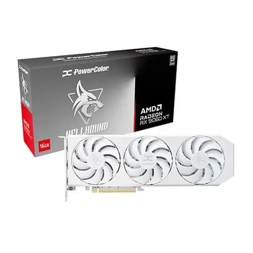 PowerColor Hellhound Spectral White RX 9060 XT 16GB GDDR6 Graphics Card (RX9060XT-16G-L-OC-WHITE)