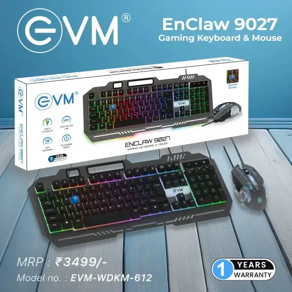 EVM EnClaw 9027 Gaming Keyboard and Mouse Combo (Black) (WDKM-612-BLACK-GREY)
