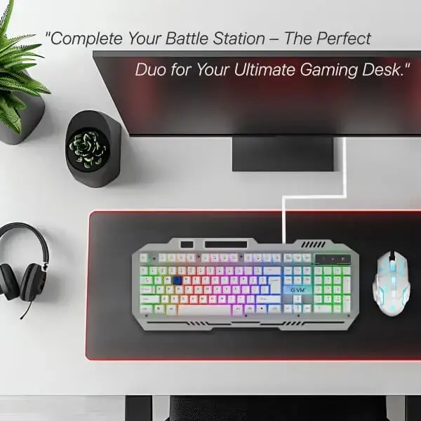 EVM EnClaw 9027 Gaming Keyboard and Mouse Combo (White) (WDKM-612-SILVER-WHITE)