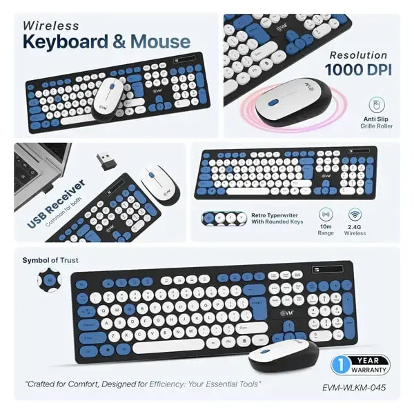 EVM WLKM 045 Wireless Keyboard and Mouse Combo (EVM-WLKM-045)