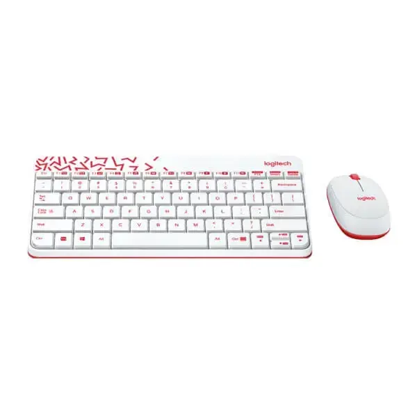 Logitech MK240 Wireless Mouse And Keyboard Combo (White-Red) (920-008201)