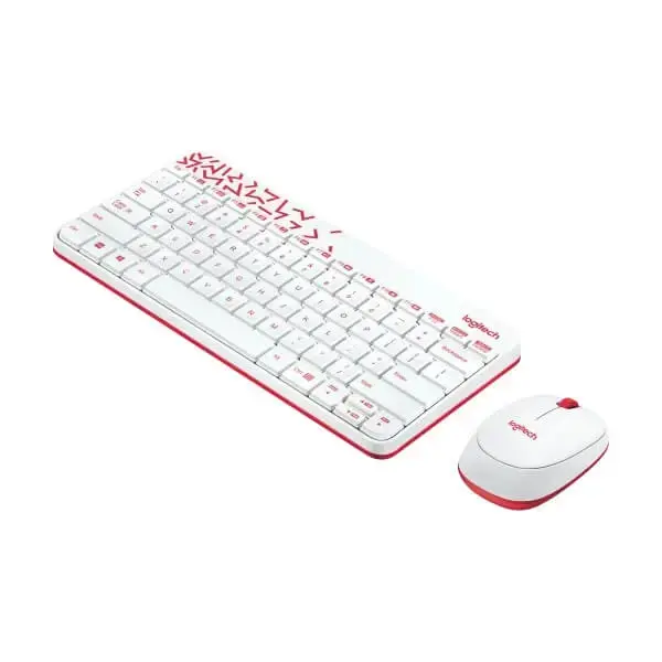 Logitech MK240 Wireless Mouse And Keyboard Combo (White-Red) (920-008201)