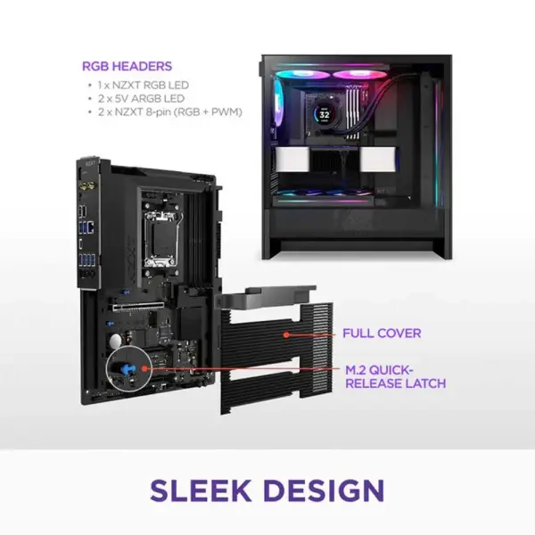 NZXT N7 B850 AM5 ATX Gaming WiFi Motherboard Black (N7-B85XT-B1)