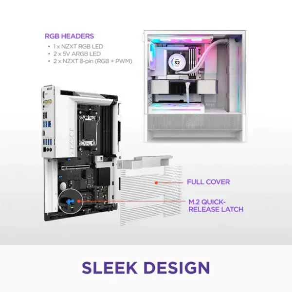 NZXT N7 B850 AM5 ATX Gaming WiFi Motherboard White (N7-B85XT-W1)