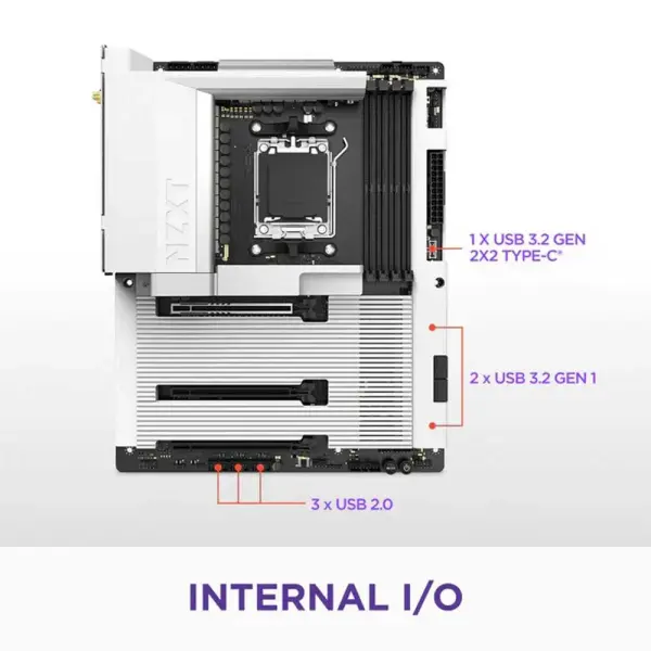 NZXT N7 B850 AM5 ATX Gaming WiFi Motherboard White (N7-B85XT-W1)
