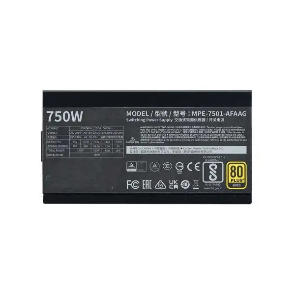 Cooler Master MWE Gold 750 Watts V2 ATX 3.1 Power Supply (MPE-7501-AFAAG-3EIN)