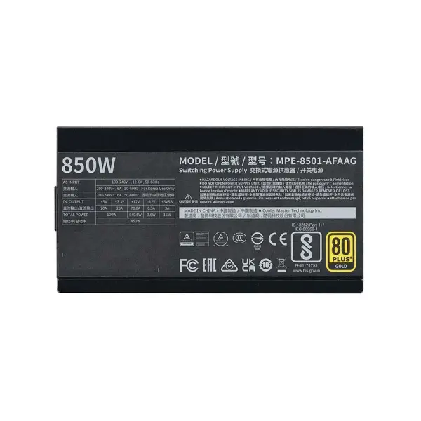 Cooler Master MWE Gold 850 Watts V2 ATX 3.1 Power Supply (MPE-8501-AFAAG-3EIN)