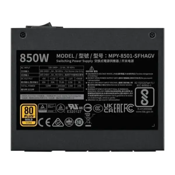 Cooler Master V SFX 850 Watt Gold ATX 3.1 Power Supply (MPY-8501-SFHAGV-3EIN)
