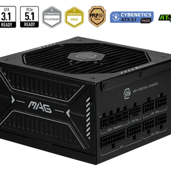 MSI MAG A1000GLS PCIE5 GOLD 1000 WATT ATX 3.1 FULLY MODULAR POWER SUPPLY